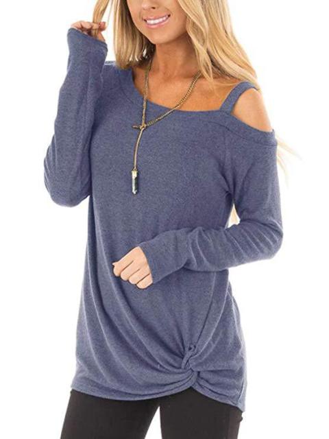 Off Shoulder Long Sleeve Casual Ladies Pullover