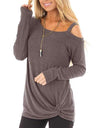 Off Shoulder Long Sleeve Casual Ladies Pullover
