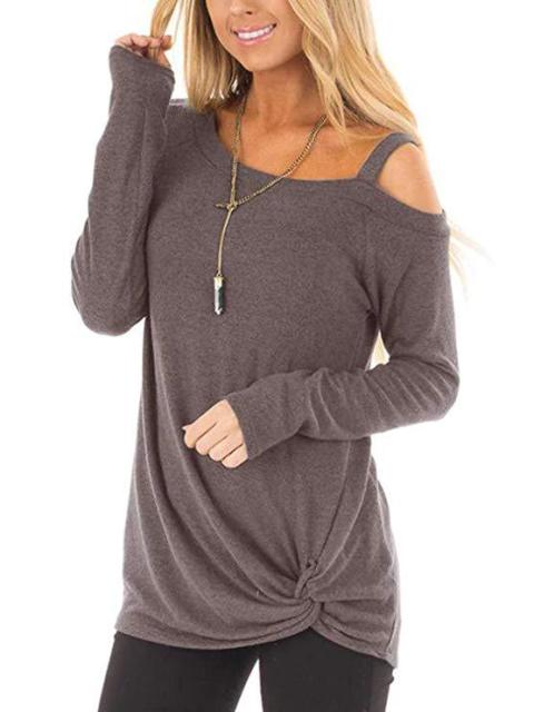 Off Shoulder Long Sleeve Casual Ladies Pullover