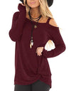 Off Shoulder Long Sleeve Casual Ladies Pullover