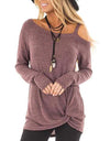 Off Shoulder Long Sleeve Casual Ladies Pullover
