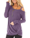 Off Shoulder Long Sleeve Casual Ladies Pullover