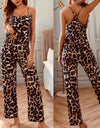 Leopard Print Sleeveless Silk Pajama Set - Fashion Damsel