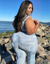 Sleeveless Hollow Crop Plus Size Two Piece Set
