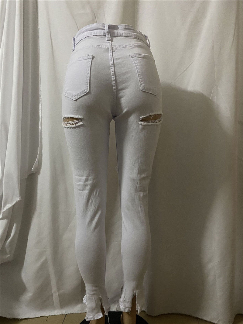 Bell Bottom Ripped Hole Classic High Waist Flare Denim