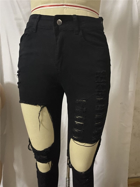Bell Bottom Ripped Hole Classic High Waist Flare Denim