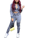 Bell Bottom Ripped Hole Classic High Waist Flare Denim