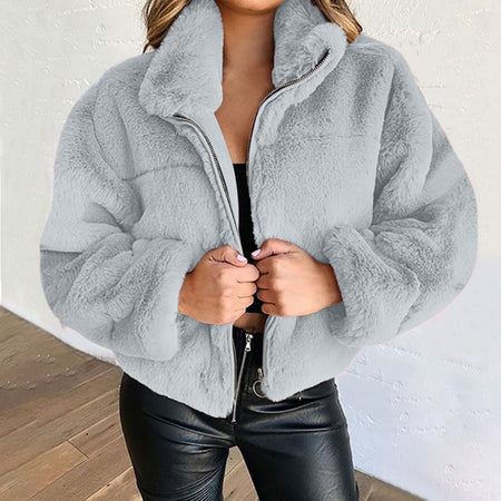 Warm Plush Cardigan Sweater/Coat With  Zipper - Fashion Damsel