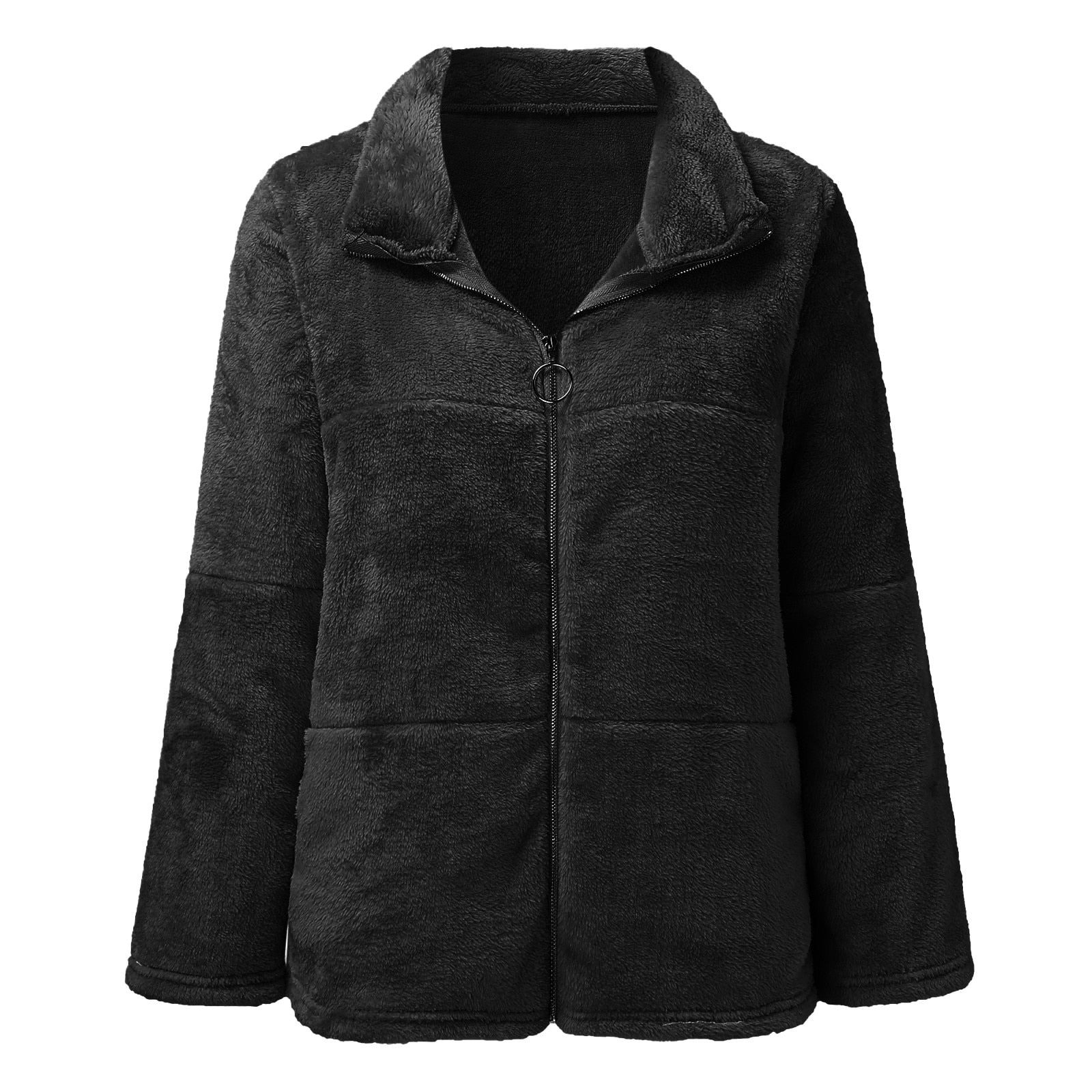 Warm Plush Cardigan Sweater/Coat With  Zipper - Fashion Damsel
