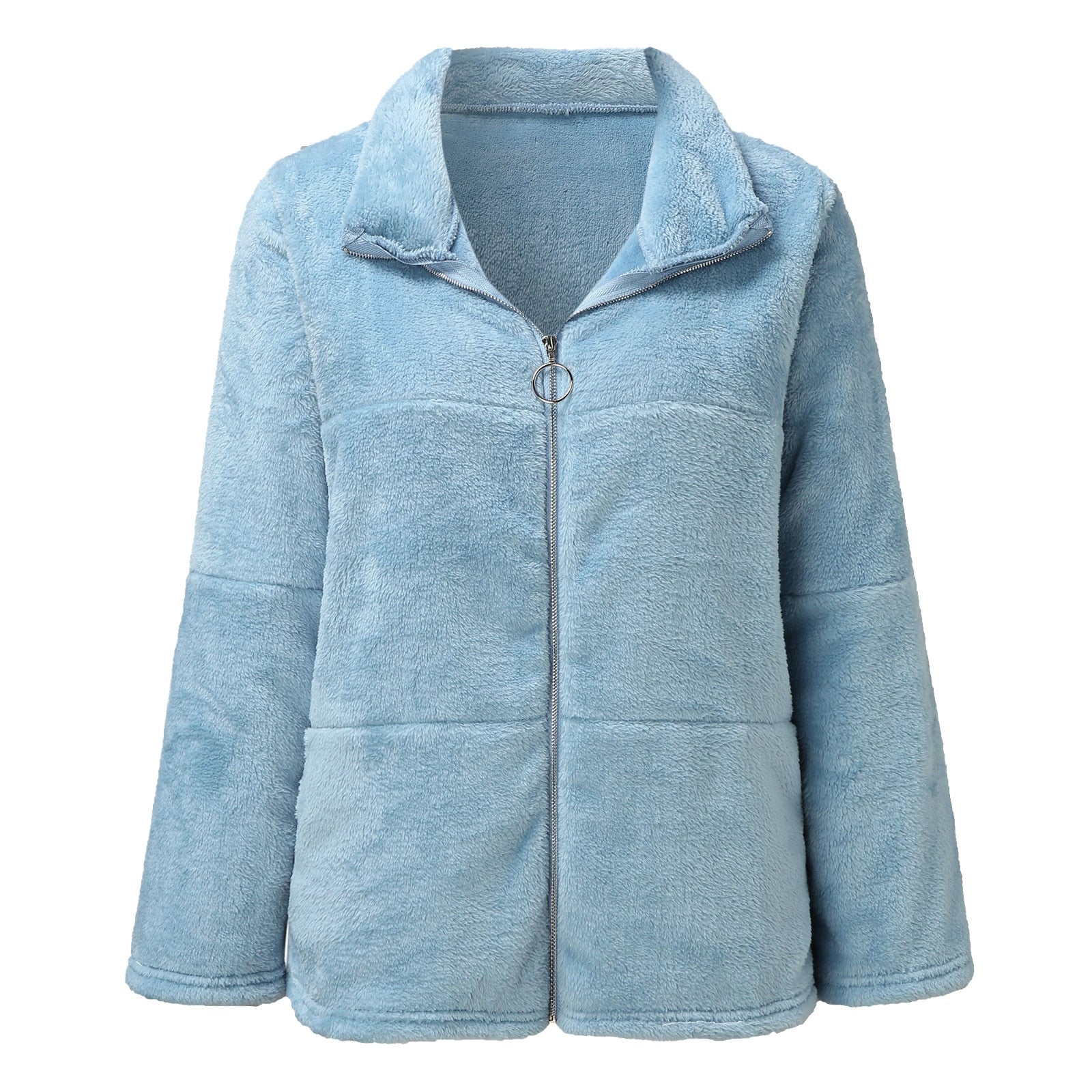 Warm Plush Cardigan Sweater/Coat With  Zipper - Fashion Damsel
