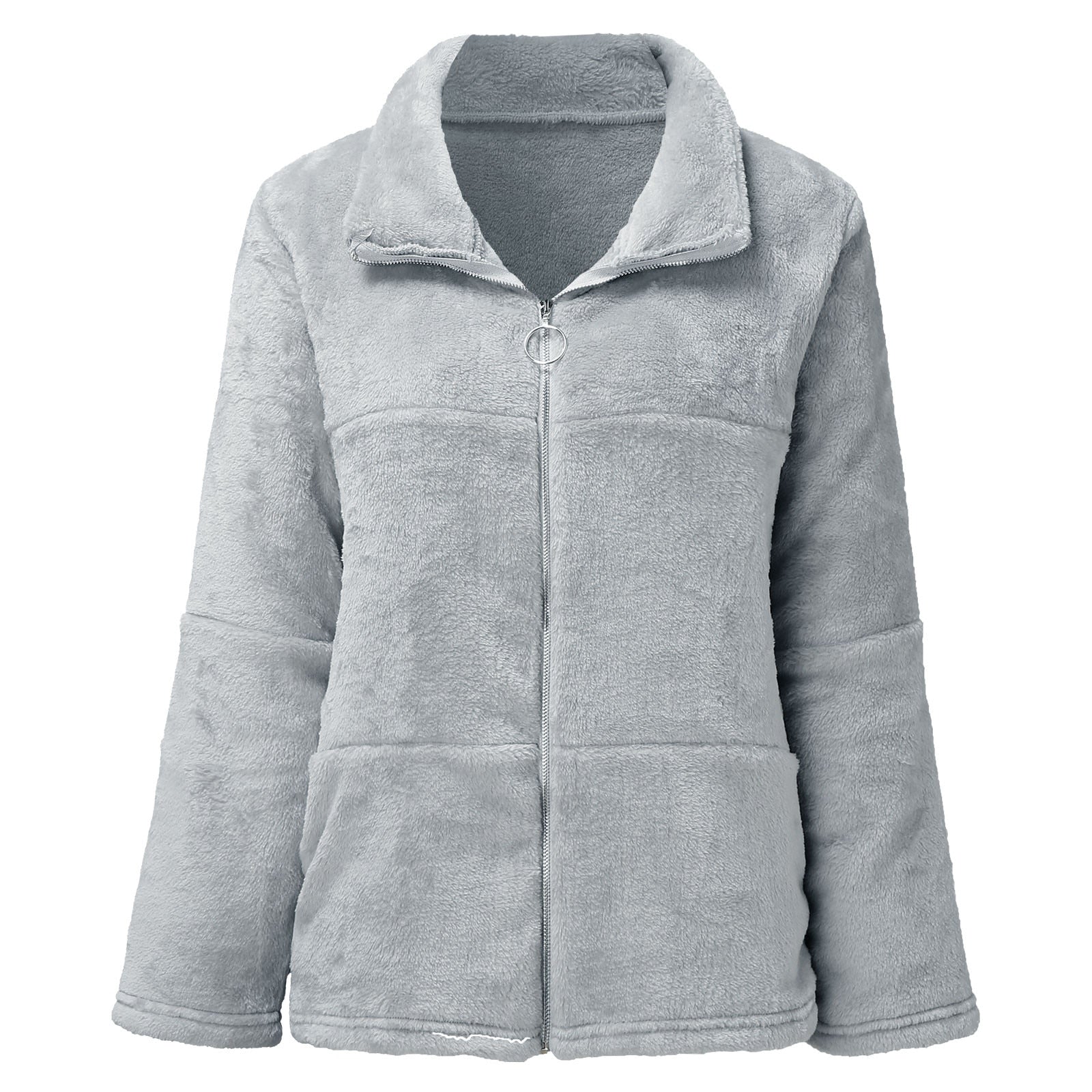 Warm Plush Cardigan Sweater/Coat With  Zipper - Fashion Damsel
