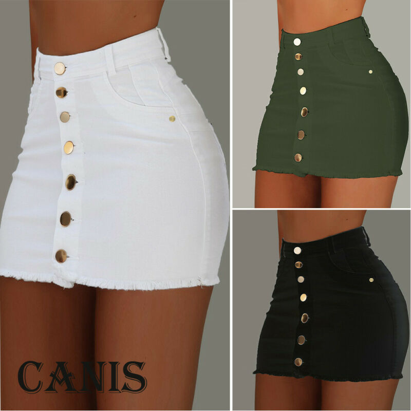 High Waist Pencil Denim Mini Skirt