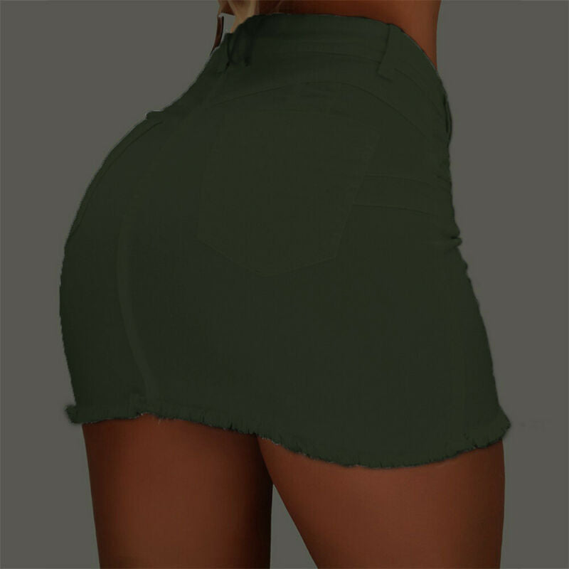 High Waist Pencil Denim Mini Skirt