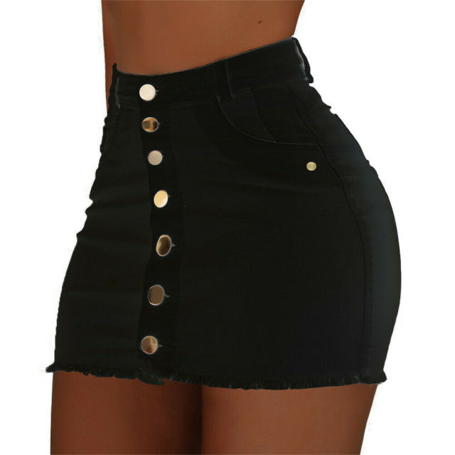 High Waist Pencil Denim Mini Skirt