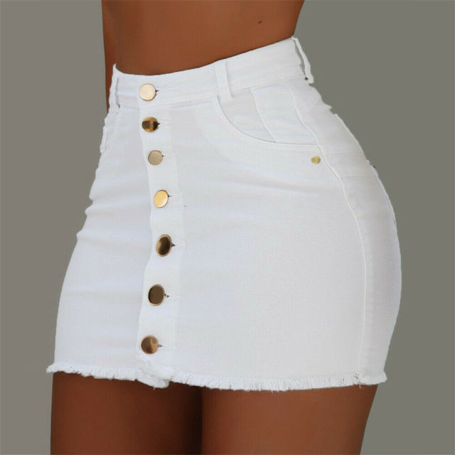 High Waist Pencil Denim Mini Skirt
