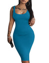 Printed Sleeveless Midi Dress
