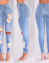 High Waist Ripped Long Jeans - Fashion Damsel