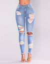 High Waist Ripped Long Jeans - Fashion Damsel