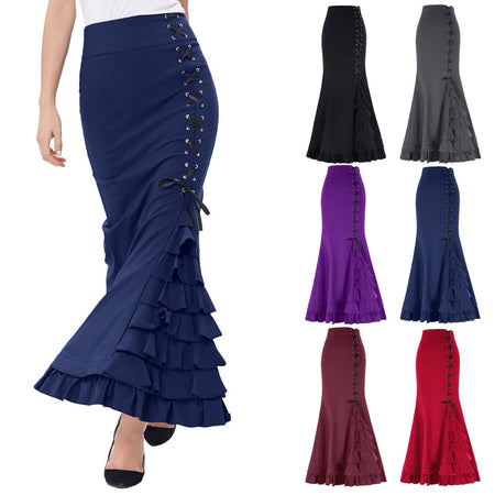Victorian Style Ruffled Fishtail Mermaid Skirt - Fashion Damsel