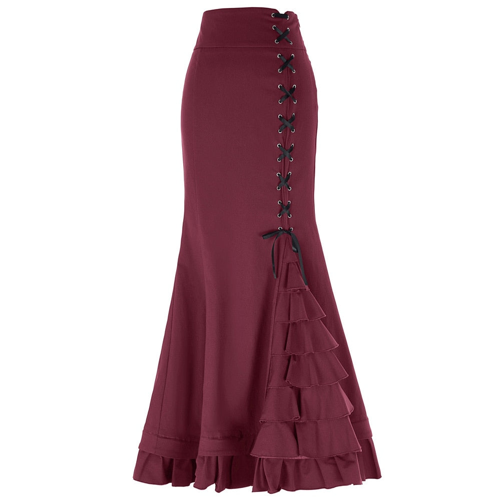 Victorian Style Ruffled Fishtail Mermaid Skirt - Fashion Damsel