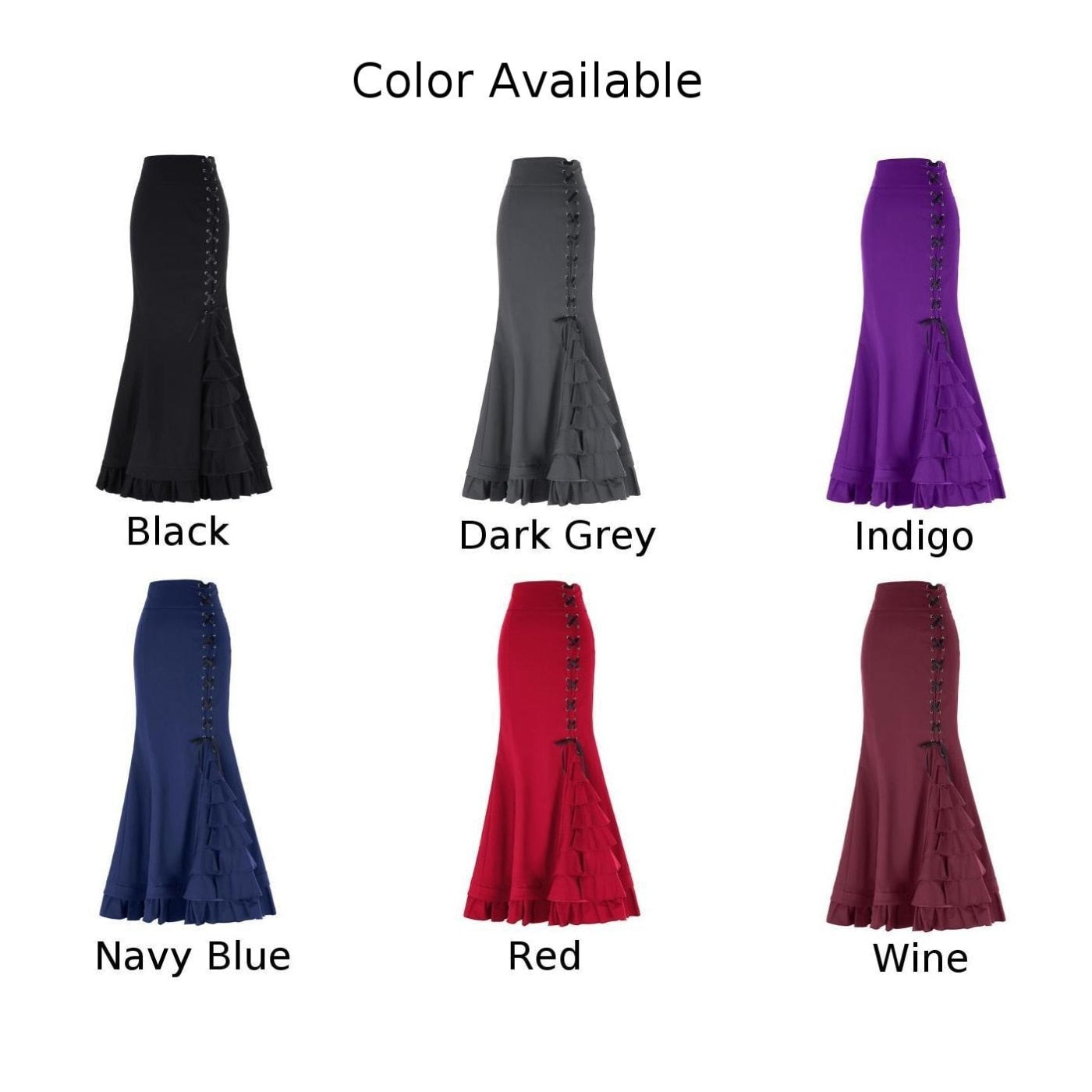Victorian Style Ruffled Fishtail Mermaid Skirt - Fashion Damsel
