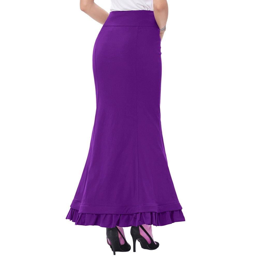 Victorian Style Ruffled Fishtail Mermaid Skirt - Fashion Damsel