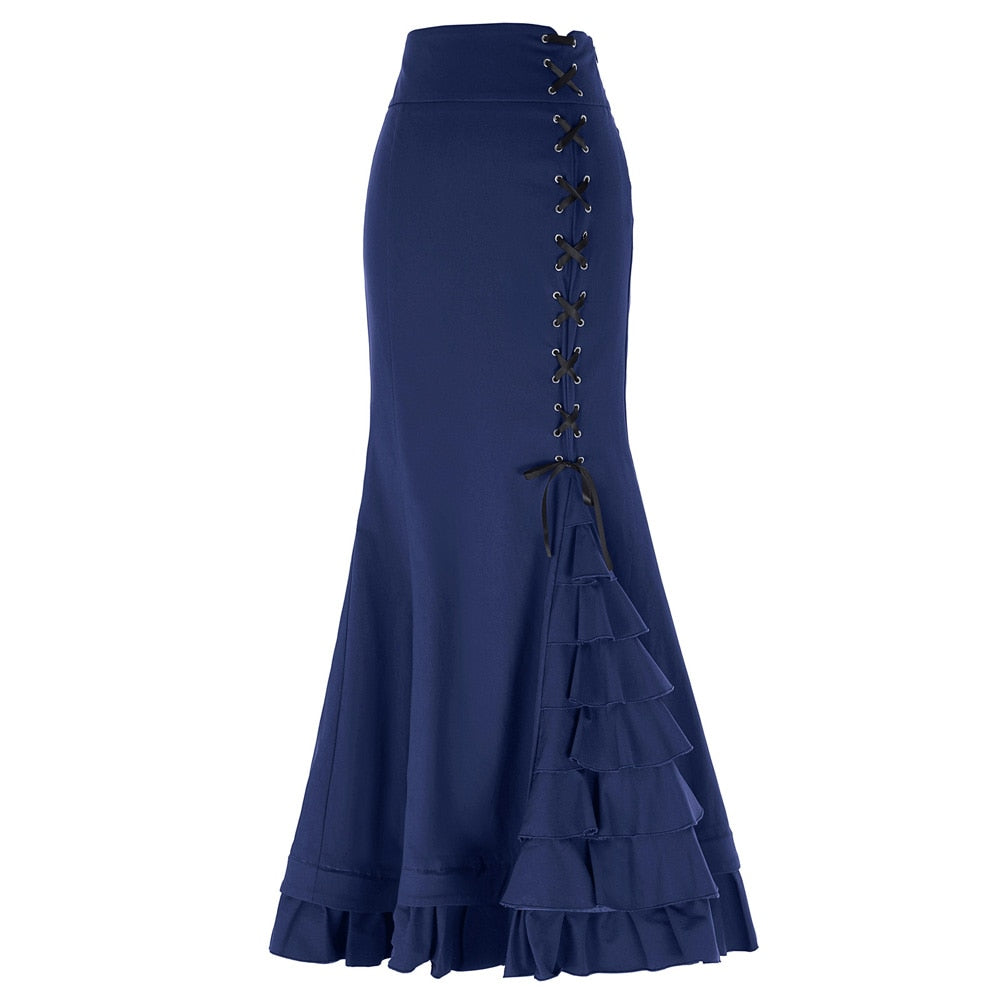 Victorian Style Ruffled Fishtail Mermaid Skirt - Fashion Damsel