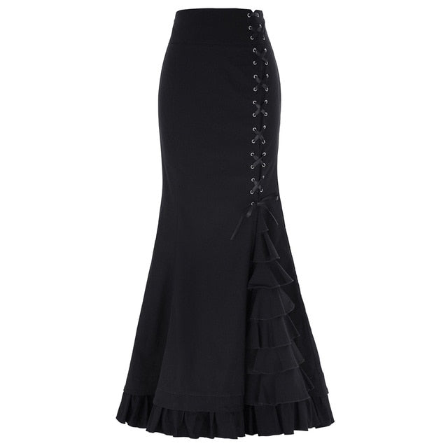 Victorian Style Ruffled Fishtail Mermaid Skirt - Fashion Damsel