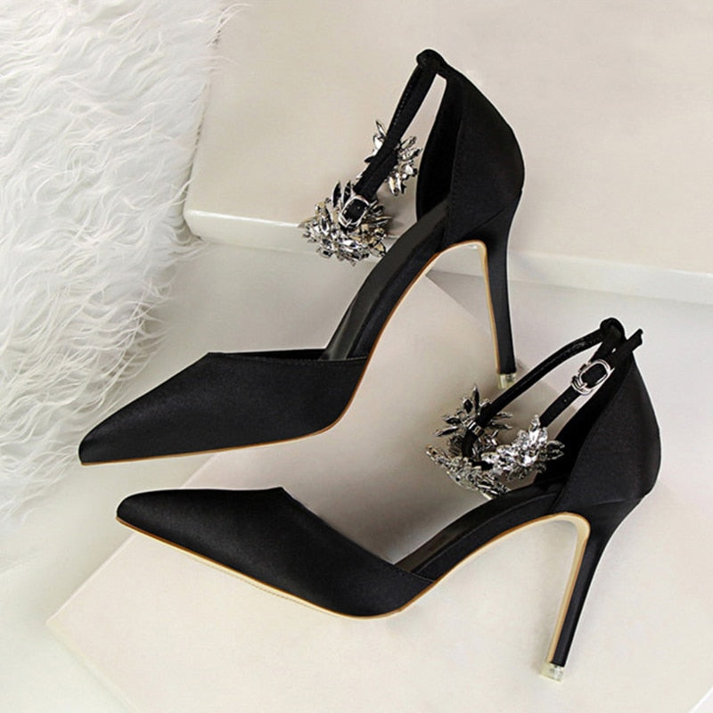 Elegant Rhinestone High Heel Pumps - Fashion Damsel