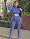 Two Piece Long Sleeve Top and Pant Leggings Tracksuit - Fashion Damsel