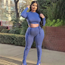 Load image into Gallery viewer, Two Piece Long Sleeve Top and Pant Leggings Tracksuit - Fashion Damsel
