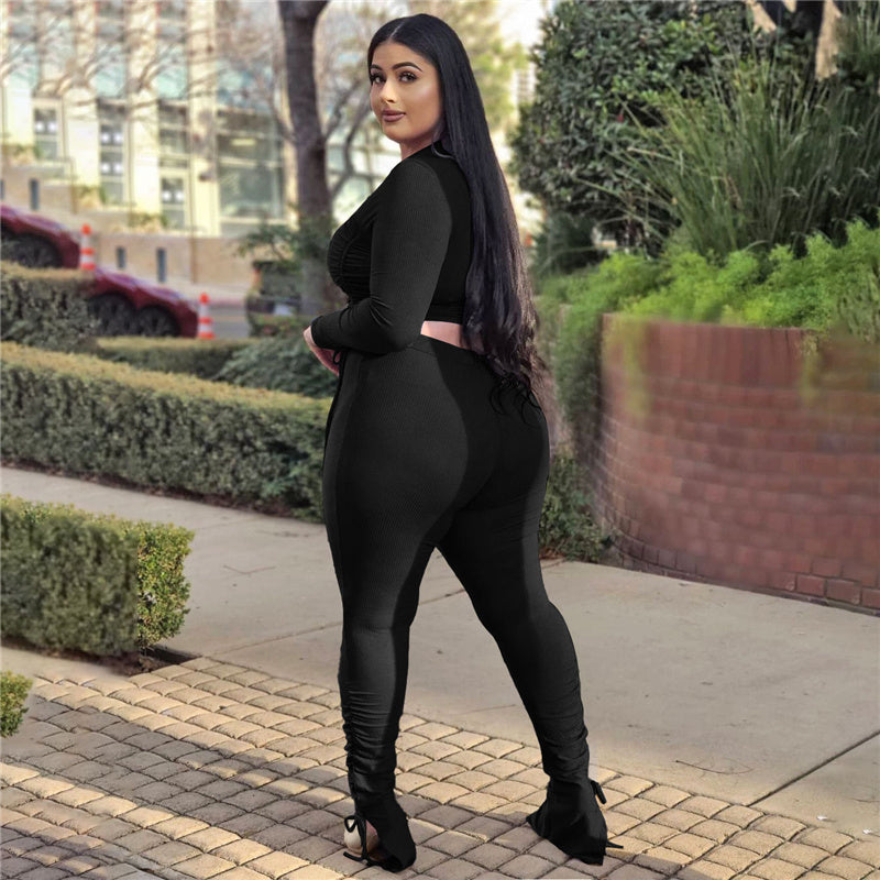Two Piece Long Sleeve Top and Pant Leggings Tracksuit - Fashion Damsel