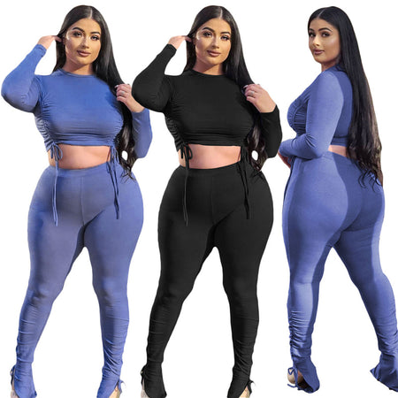 Two Piece Long Sleeve Top and Pant Leggings Tracksuit - Fashion Damsel