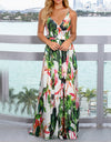 Tropical Boho Floral Print Sexy Backless Sundress