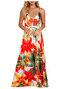 Tropical Boho Floral Print Sexy Backless Sundress