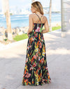 Tropical Boho Floral Print Sexy Backless Sundress