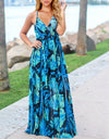Tropical Boho Floral Print Sexy Backless Sundress