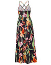 Tropical Boho Floral Print Sexy Backless Sundress