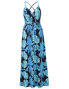 Tropical Boho Floral Print Sexy Backless Sundress