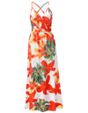 Tropical Boho Floral Print Sexy Backless Sundress