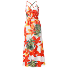 गैलरी व्यूवर में इमेज लोड करें, Tropical Boho Floral Print Sexy Backless Sundress
