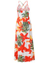 Tropical Boho Floral Print Sexy Backless Sundress
