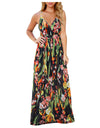 Tropical Boho Floral Print Sexy Backless Sundress