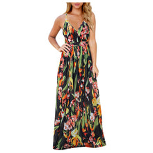 Load image into Gallery viewer, Tropical Boho Floral Print Sexy Backless Sundress
