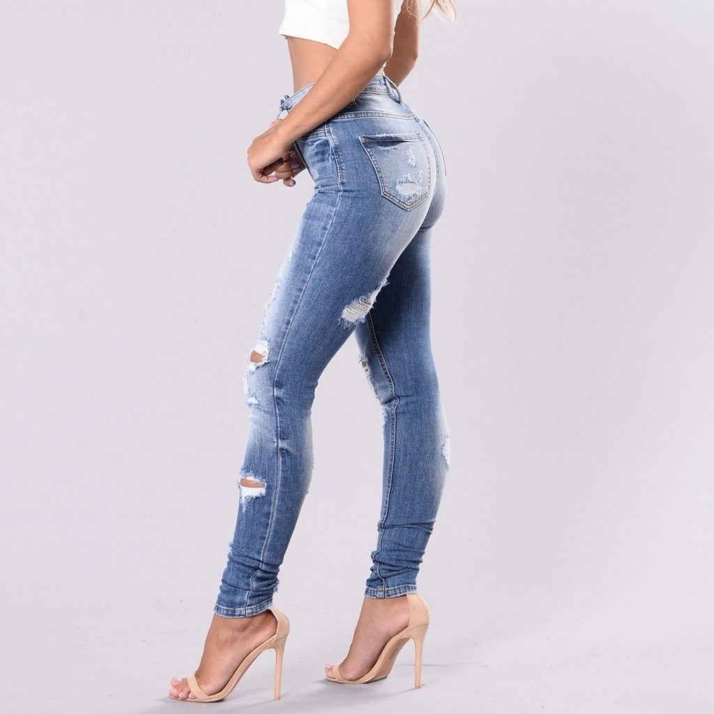 Casual Slim Ripped Jeans - Fashion Damsel