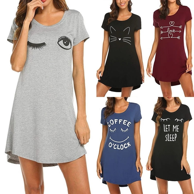 Women's Letter Nightgowns And Sleepshirts - Fashion Damsel