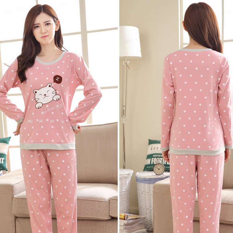 Cartoon Print Long Sleeve Pajama Set - Fashion Damsel