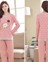 Cartoon Print Long Sleeve Pajama Set - Fashion Damsel