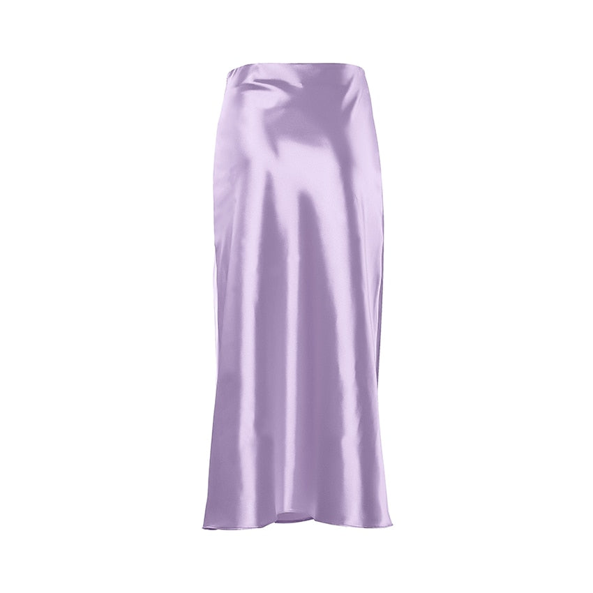 Silk Long Satin Skirt - Fashion Damsel