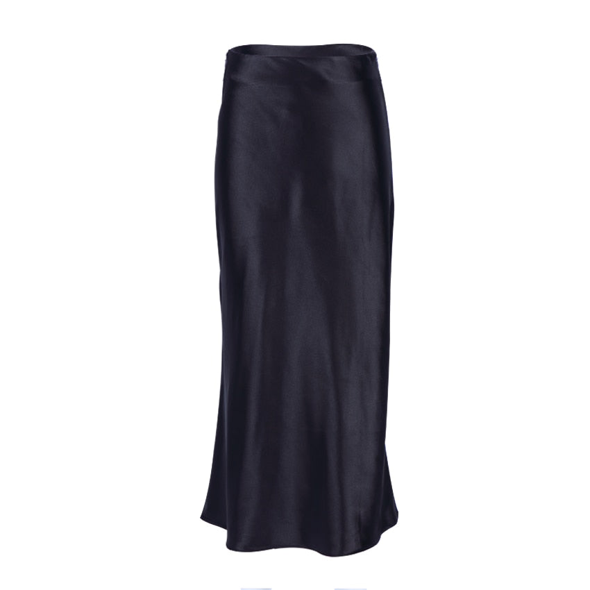 Silk Long Satin Skirt - Fashion Damsel